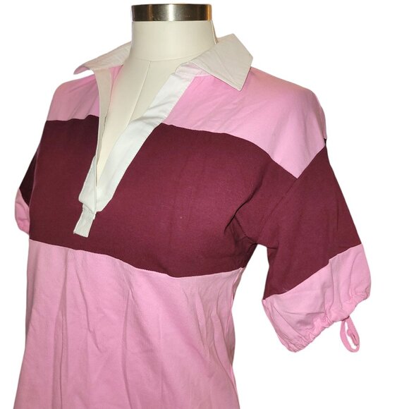 Free Assembly Shirt Polo Layering Coverup Pink Burgundy NWT Womans S JJ3442 - Picture 2 of 6